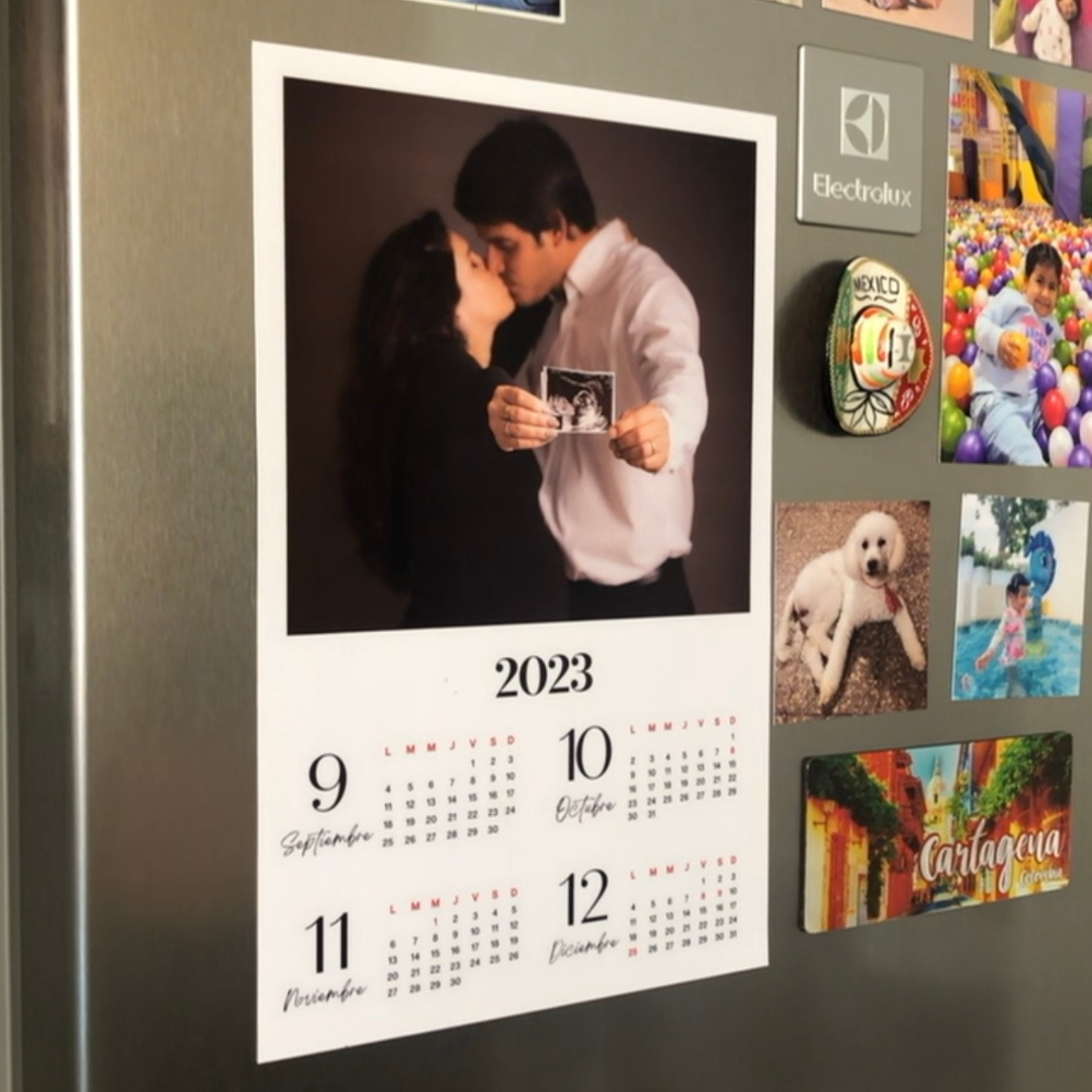 Calendario imantado de 3 fotos - tamaño A4