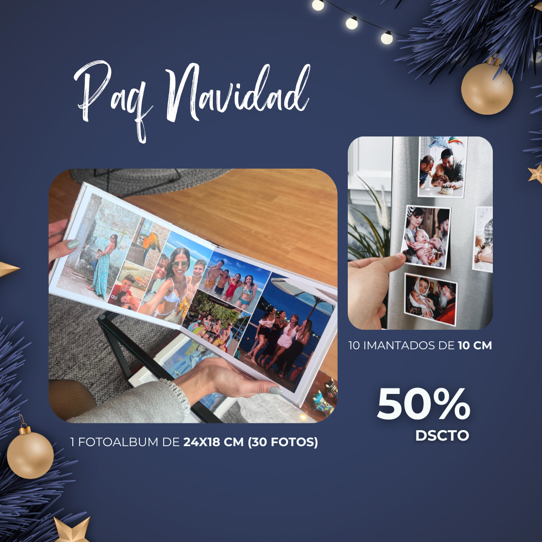 Paq. Navidad: 1 Fotoalbum Plus + 10 fotos imantadas (Regalos Navideños)