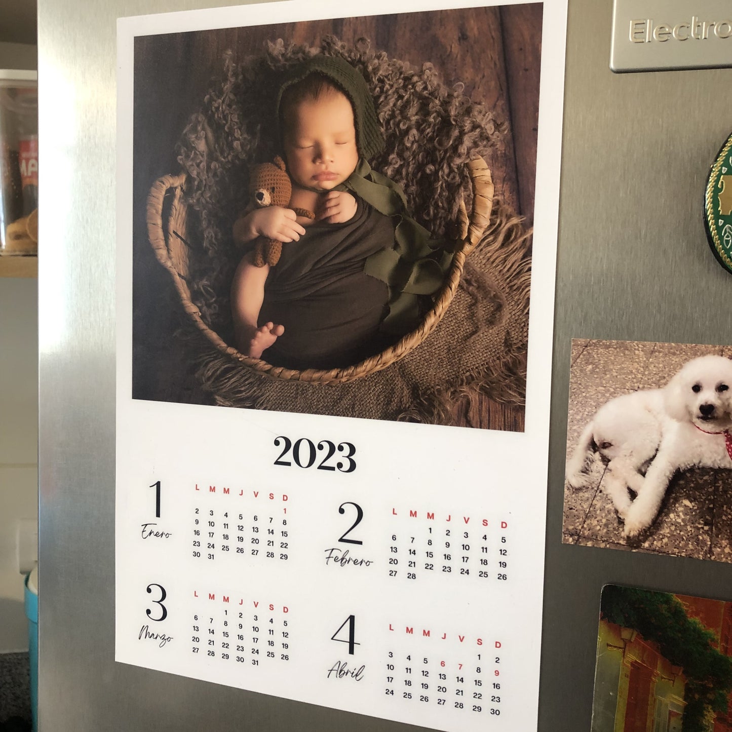 Calendario imantado de 3 fotos - tamaño A4